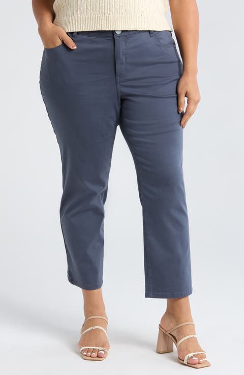 'Ab'Solution High Waist Ankle Straight Leg Pants (Plus)