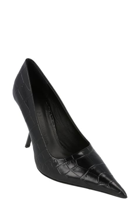 Eva Croc Embossed Leather Pump (Women)