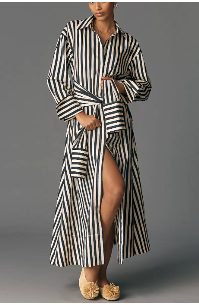 SIMONMILLER Inna Poplin Maxi Dress, Alternate, color, Black/White Stripe