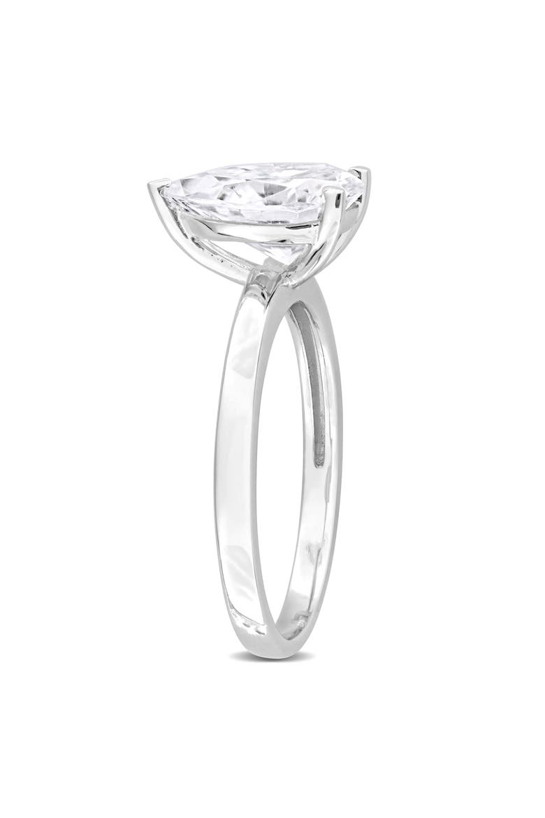 Sterling Silver Pear Cut Created Moissanite Engagement Ring, Alternate, color, SILVER