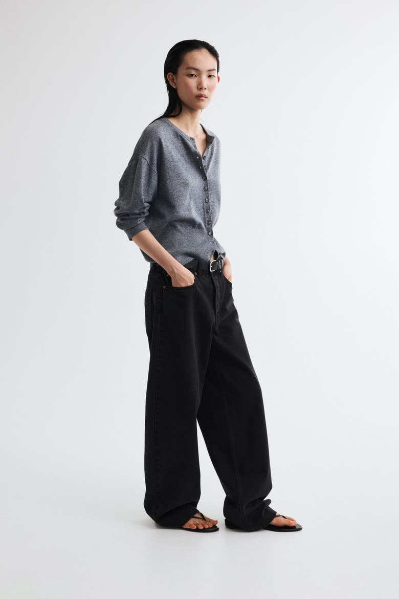 Fine-knit Cardigan, Alternate, color, Gray melange