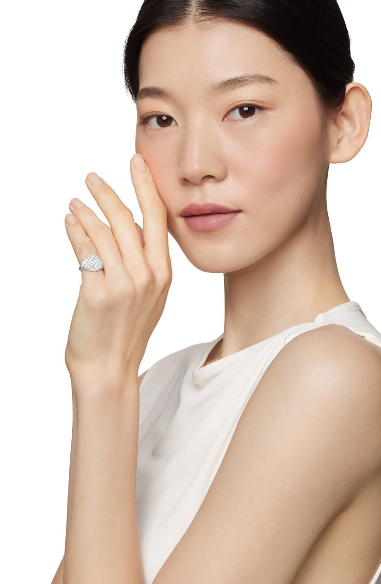 David Yurman Sculpted Cable Pinky Ring in 18K White Gold with Pavé Diamonds, Alternate, color, 18K White Gold