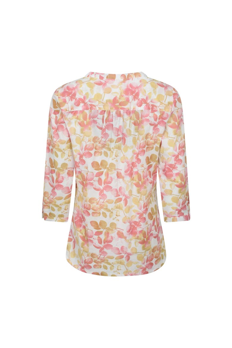 Petra Leaf Print 3/4 Sleeve Blouse, Alternate, color, Coral
