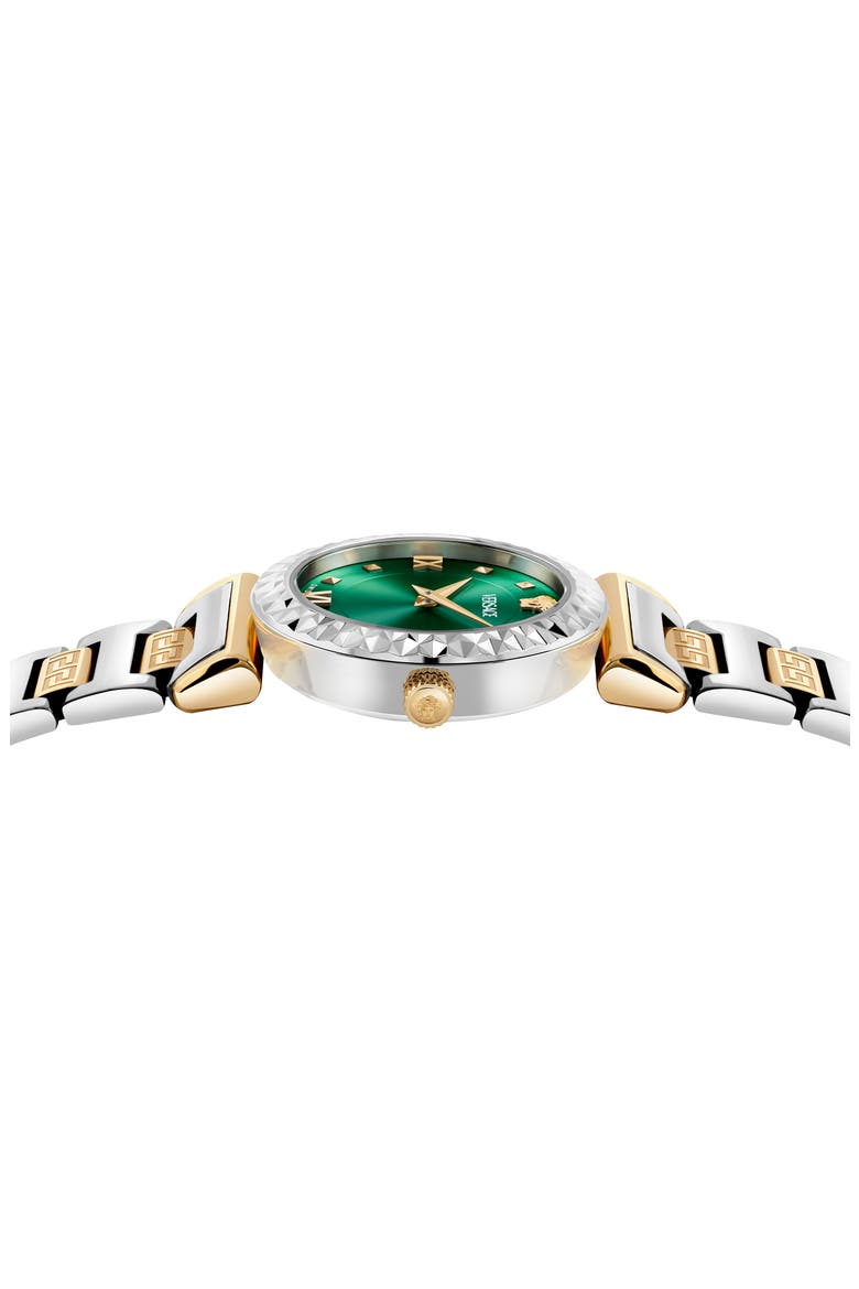 Mini Vanity Bracelet Watch, 27mm, Alternate, color, GREEN/ TWO TONE