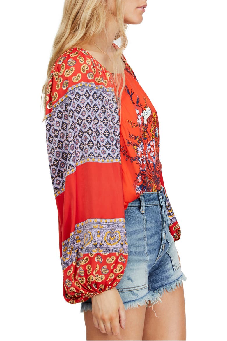 Positano Print Blouse, Alternate, color, RED
