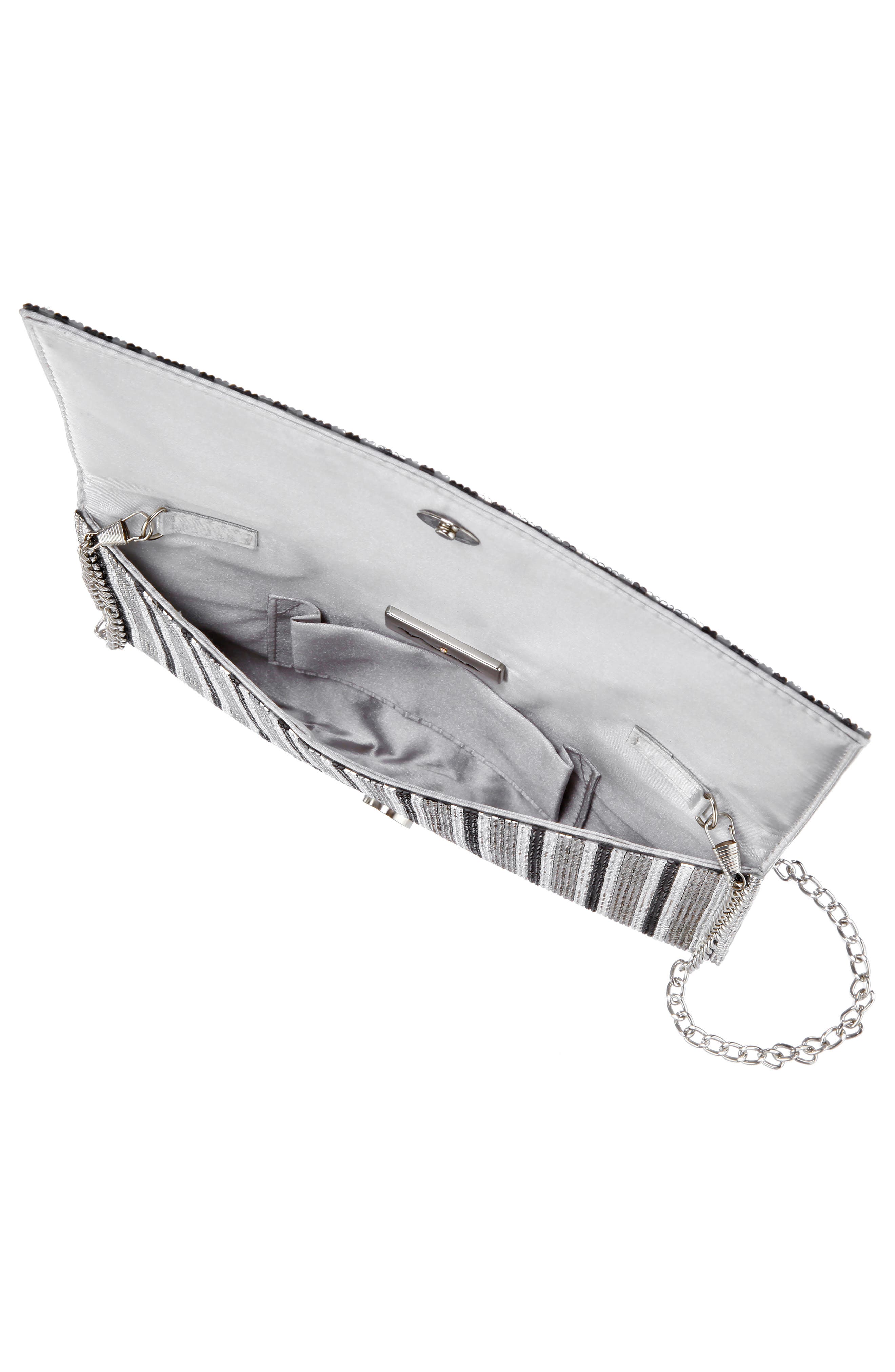 Nina Crystal Stripe Clutch, Alternate, color, Gunmetal Multi
