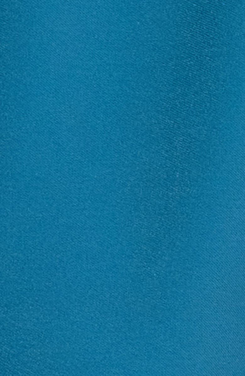 Julia Jordan Ruched Detail Long Sleeve Satin Gown, Alternate, color, Teal