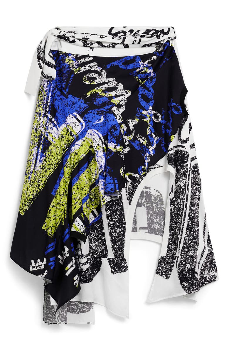 Desigual Print Asymmetric Maxi Skirt, Alternate, color, Black