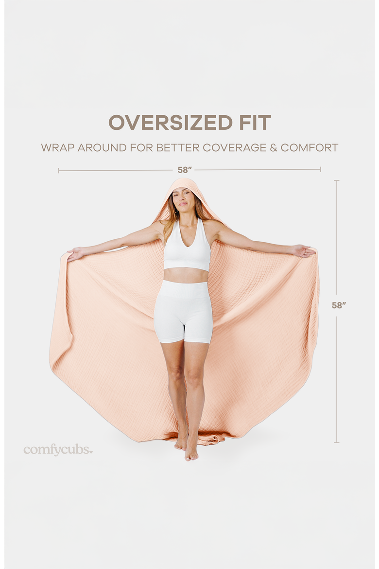 Adult Muslin Hooded Towel, Alternate, color, Blush