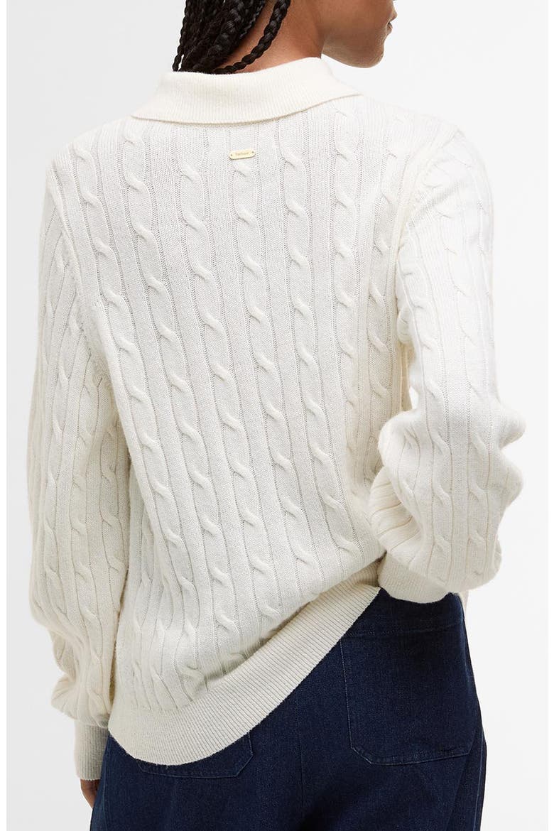Evie Cable Stitch Polo Sweater, Alternate, color, CLOUD