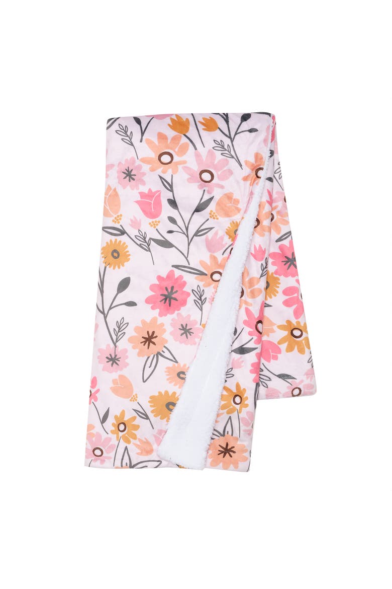 Little Garden Soft Luxurious Floral Warm Fleece Baby Blanket, Main, color, Pink