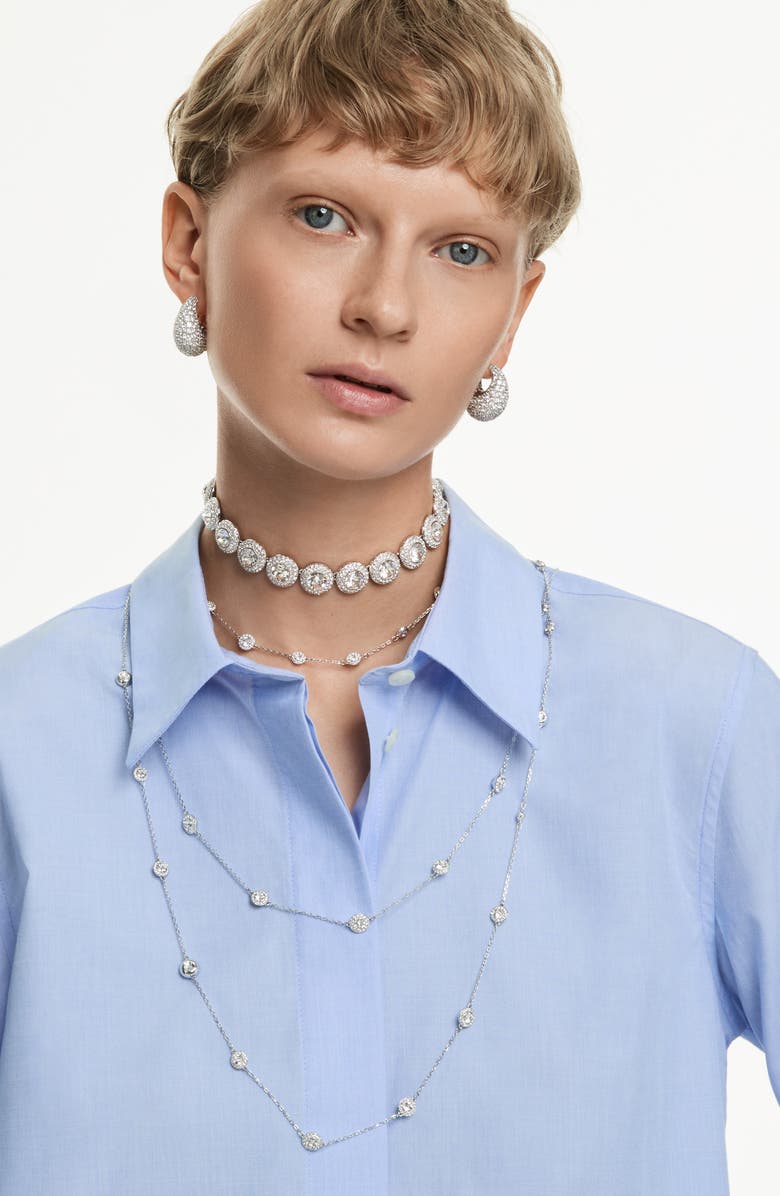 Swarovski Una Double Sided Necklace, Alternate, color, White/ Silver