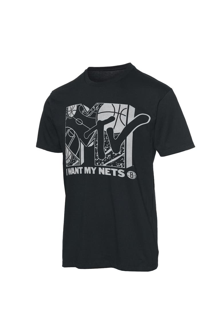 Men's Junk Food Black Brooklyn Nets NBA x MTV I Want My T-Shirt, Alternate, color, Black