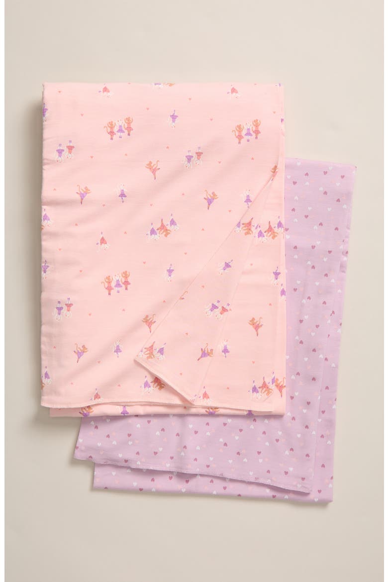2-Pack Assorted Knit Swaddles, Main, color, PINK BALLET HEART PACK