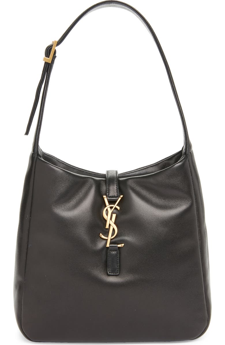 Saint Laurent Small Le 5 À 7 Leather Shoulder Bag, Main, color, Noir
