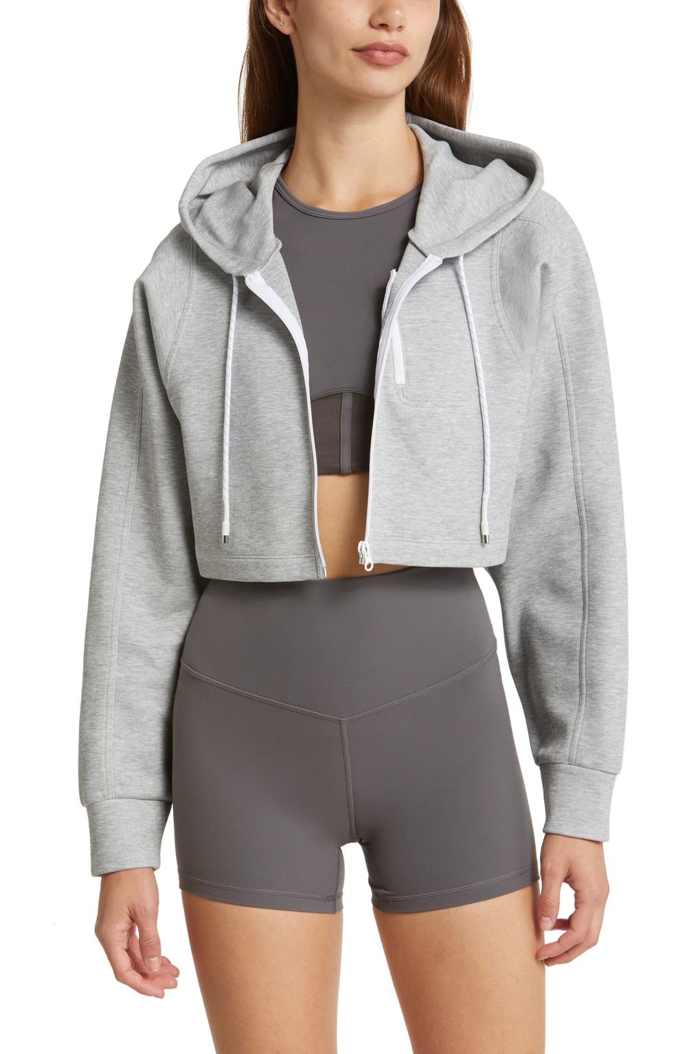 Helium Crop Hoodie Jacket, color, GREY LIGHT HEATHER