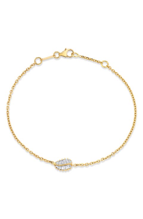 18k Gold Diamond Palm Leaf Bracelet