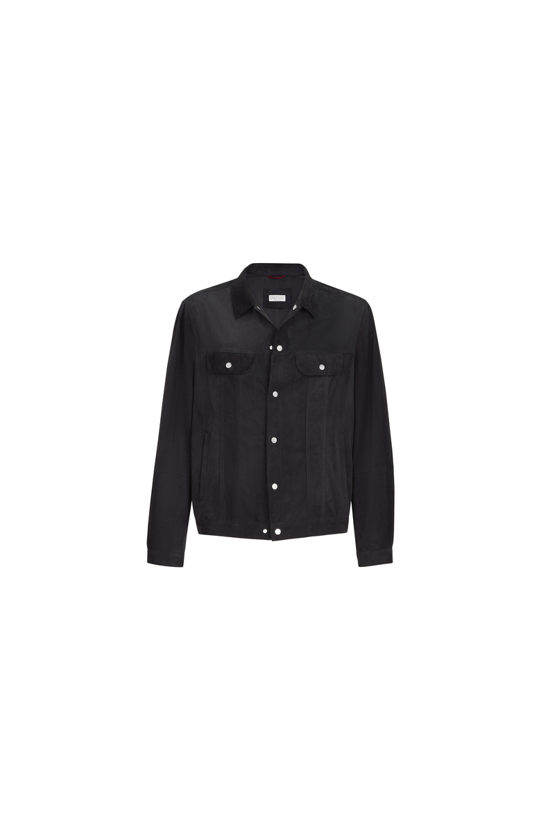 Brunello Cucinelli Suede four-pocket jacket, Alternate, color, Navy Blue