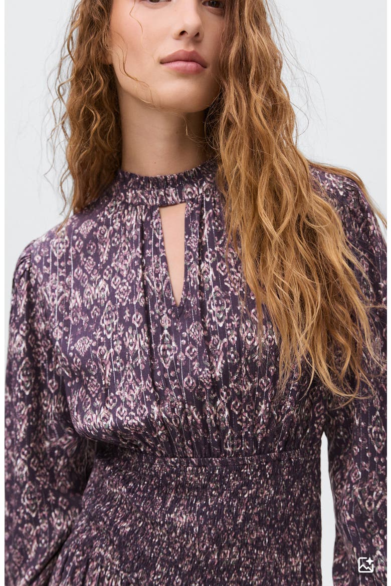 Flowy Long Sleeve Minidress, Alternate, color, PURPLE