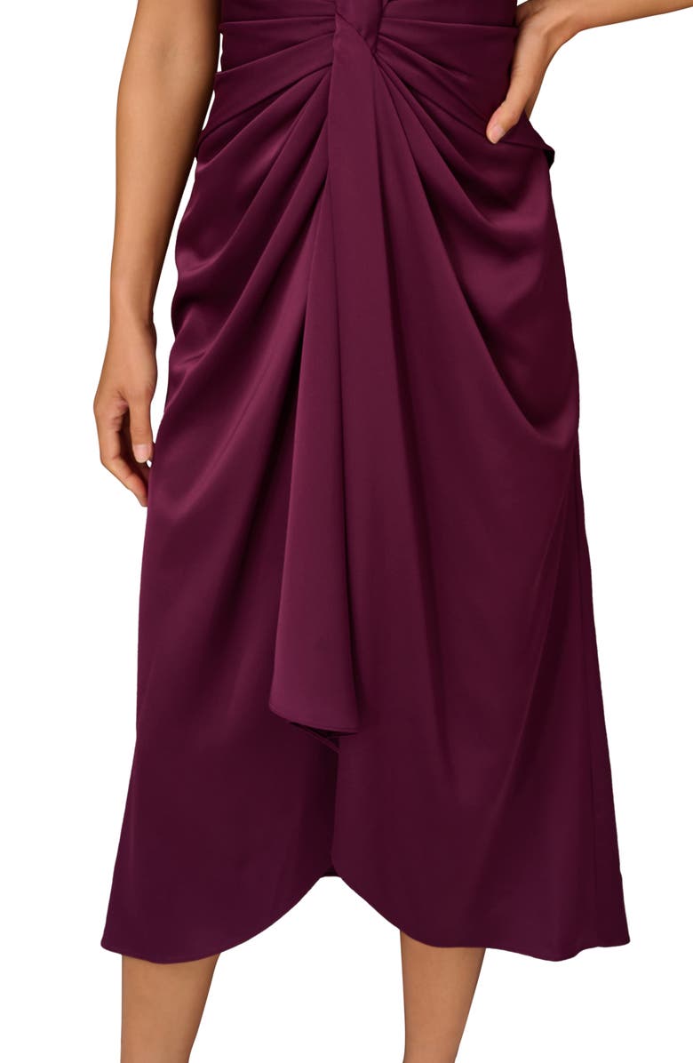 Aidan Mattox Crepe Back Satin Midi Dress, Alternate, color, Malbec