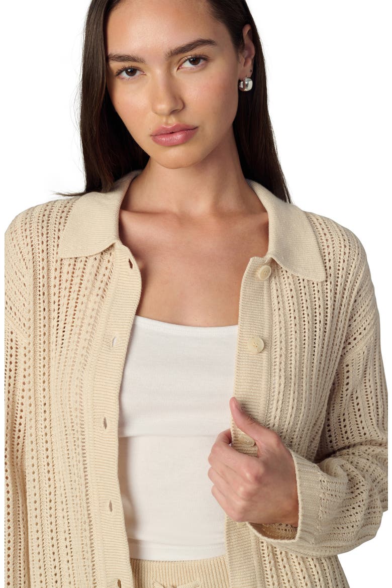 The Arlo Open Stitch Cardigan, Alternate, color, CREME BRULEE