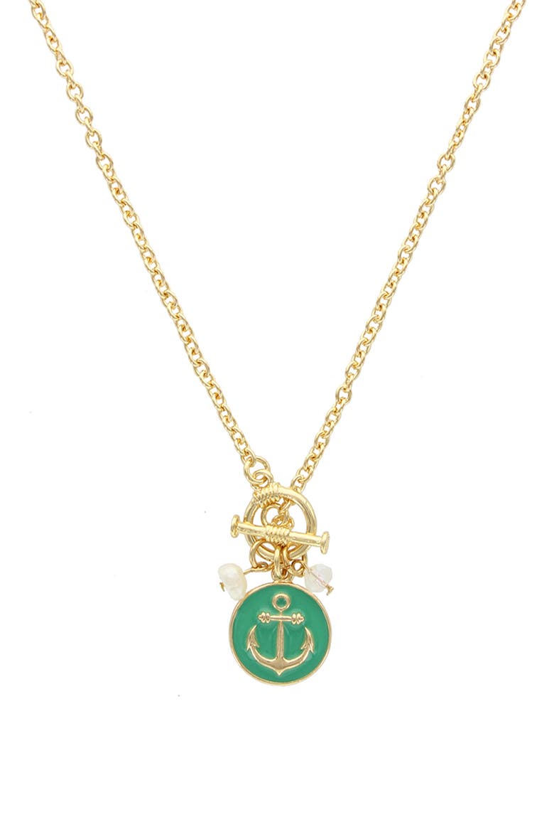 Anchors Away Toggle Charm Pendant Necklace, Main, color, GOLD / MINT