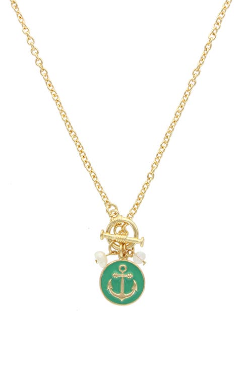 Anchors Away Toggle Charm Pendant Necklace