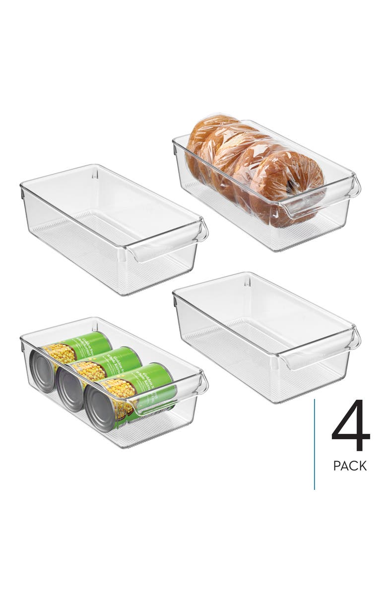 iDesign Fridge Storage Tray with Handle - Set of 4 - Clear, Main, color, Clear