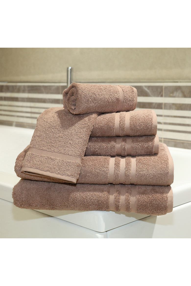 Denzi 6-Piece Towel Set - Latte, Alternate, color, LATTE