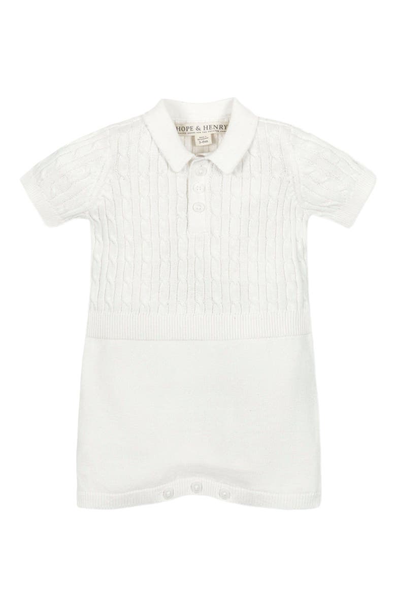 Hope & Henry Baby Organic Shortie Cable Sweater Romper, Infant, Main, color, 