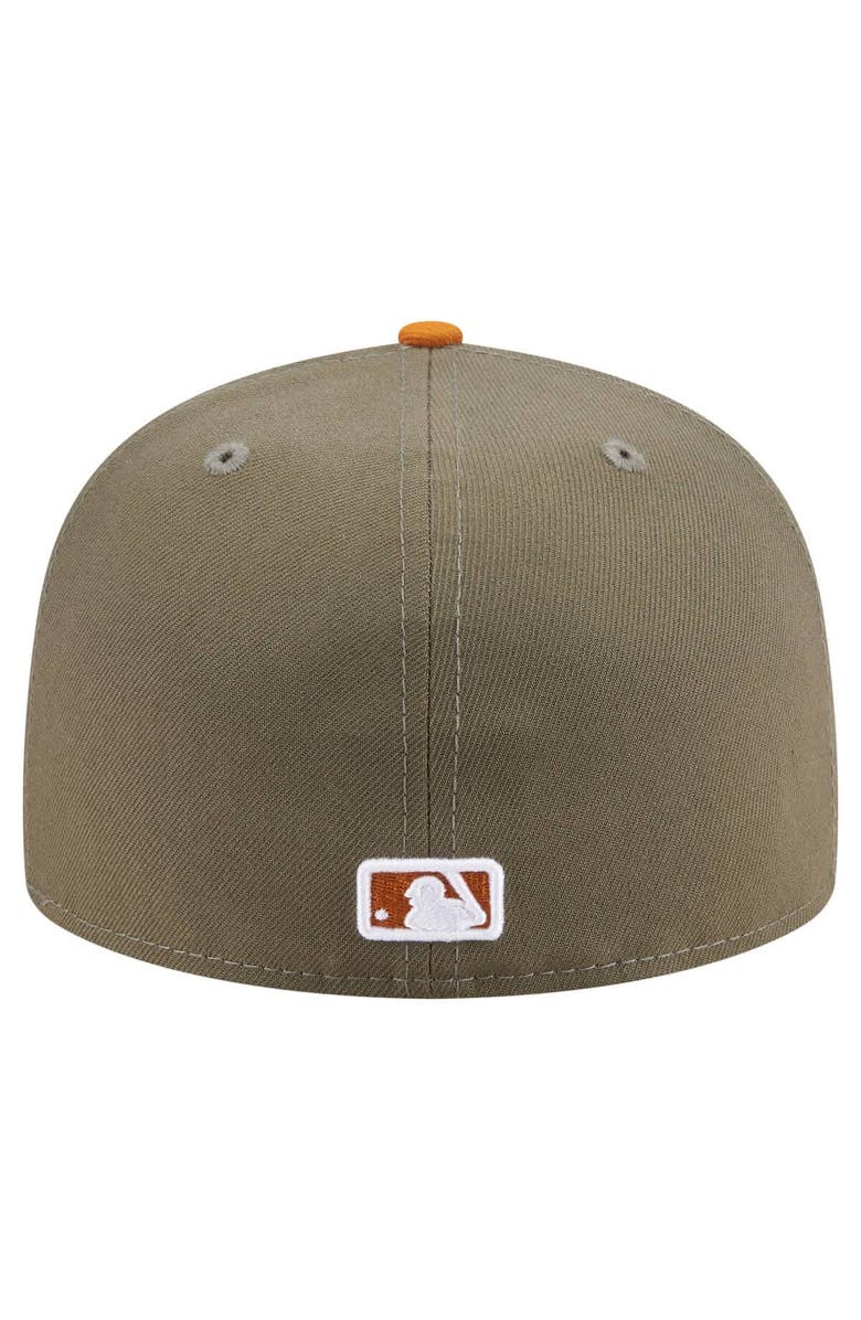 New Era Men's New Era Olive/Orange New York Yankees Two-Tone Color Pack A-Frame 59FIFTY Fitted Hat, Alternate, color, Olive