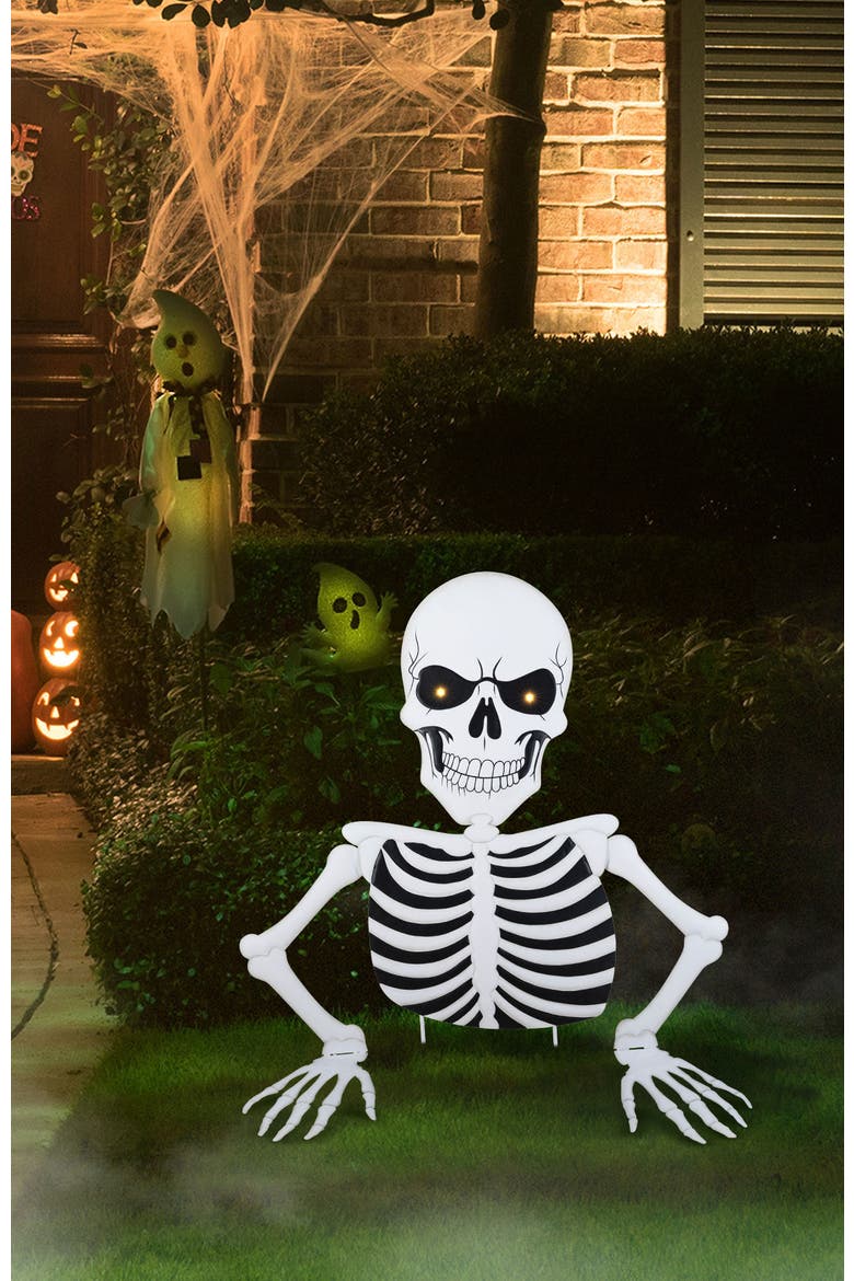 Halloween Metal Lighted Yard Stake with Timer, Alternate, color, White