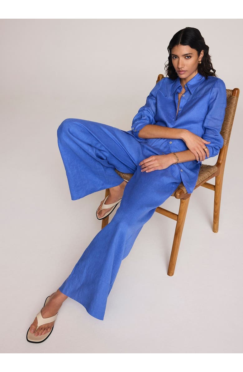 MINT VELVET Linen Sheer Panel Shirt, Alternate, color, Blue