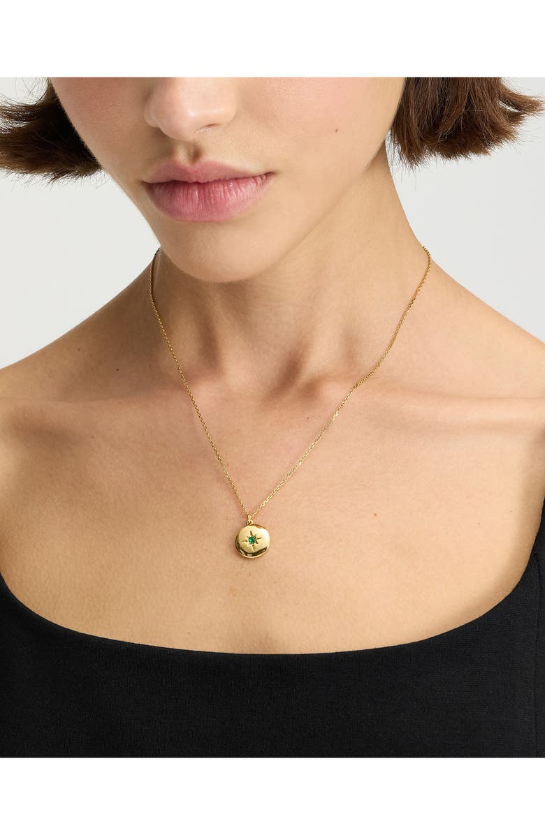 Kate Spade New York clear honesty medallion necklace, Alternate, color, Green/ Gold