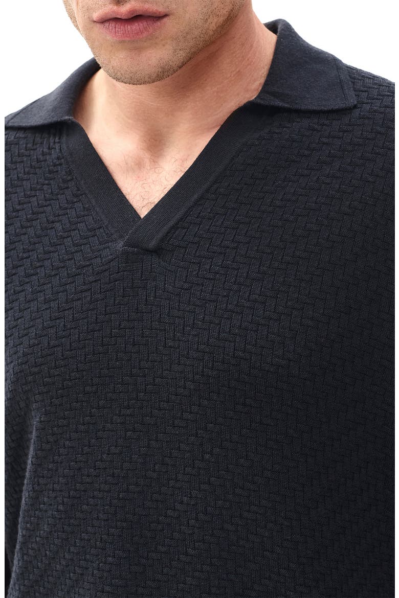Charles Wool Johnny Collar Polo Sweater, Alternate, color, WASHED BLACK