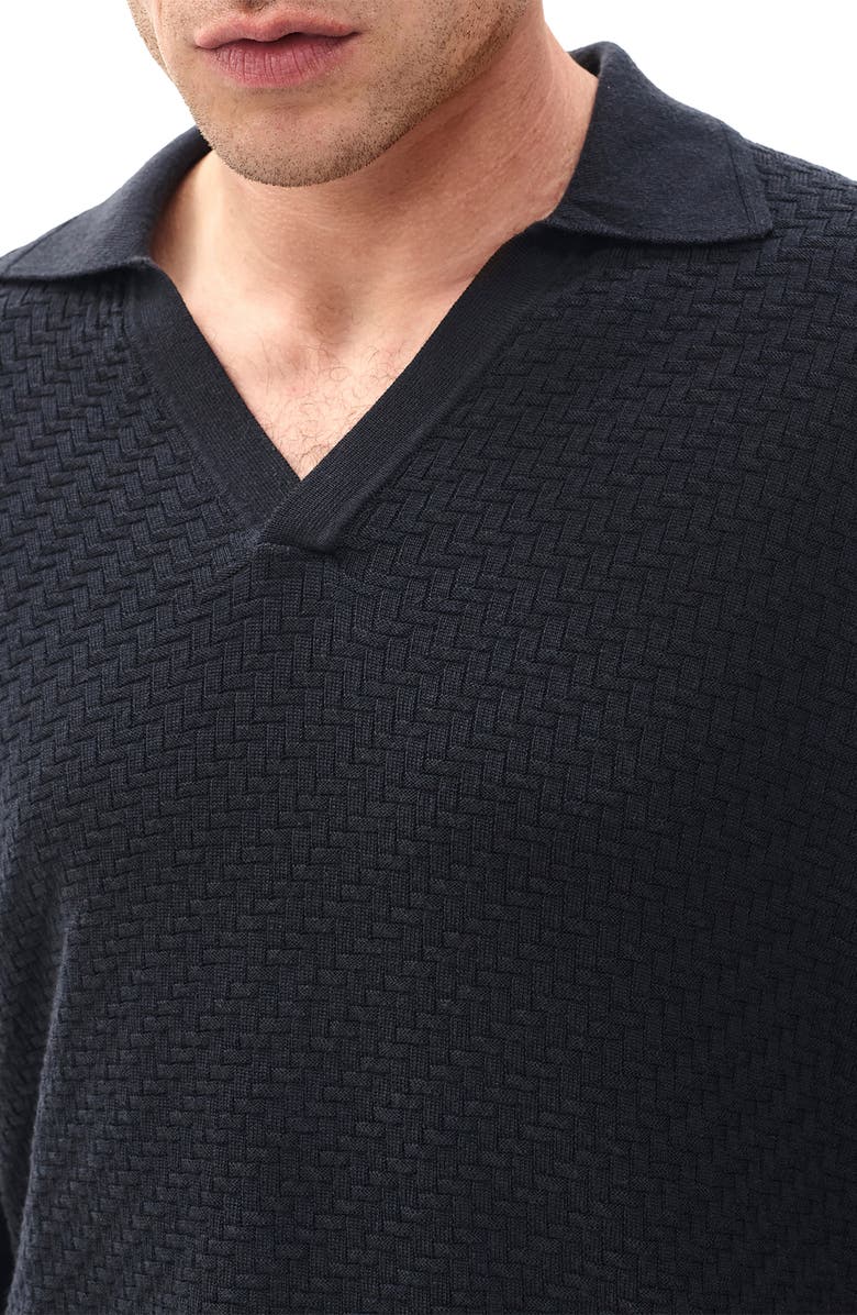 rag & bone Charles Wool Johnny Collar Polo Sweater, Alternate, color, Washed Black