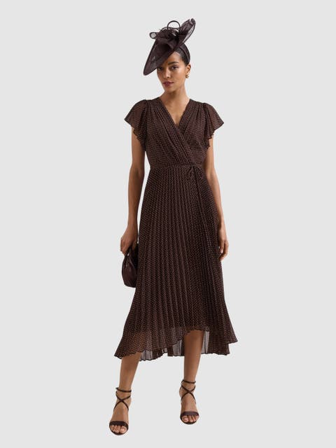 Louisa V-Neck Pleated Wrap Dress