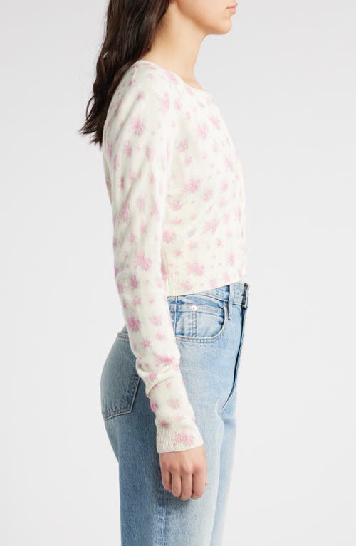 Loveshackfancy Adeanne Floral Print Crop Cardigan In Thulian Pink