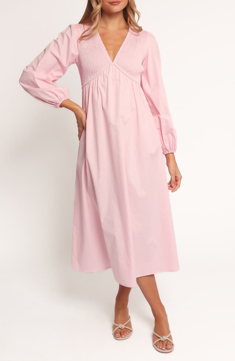 Petal & Pup Ilyana Long Sleeve Midi Dress, Main, color, Pink