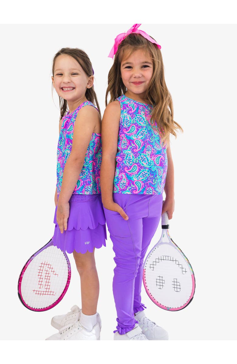 RuffleButts UPF50+ Active Tiered Flare Skort, Alternate, color, Neon Purple