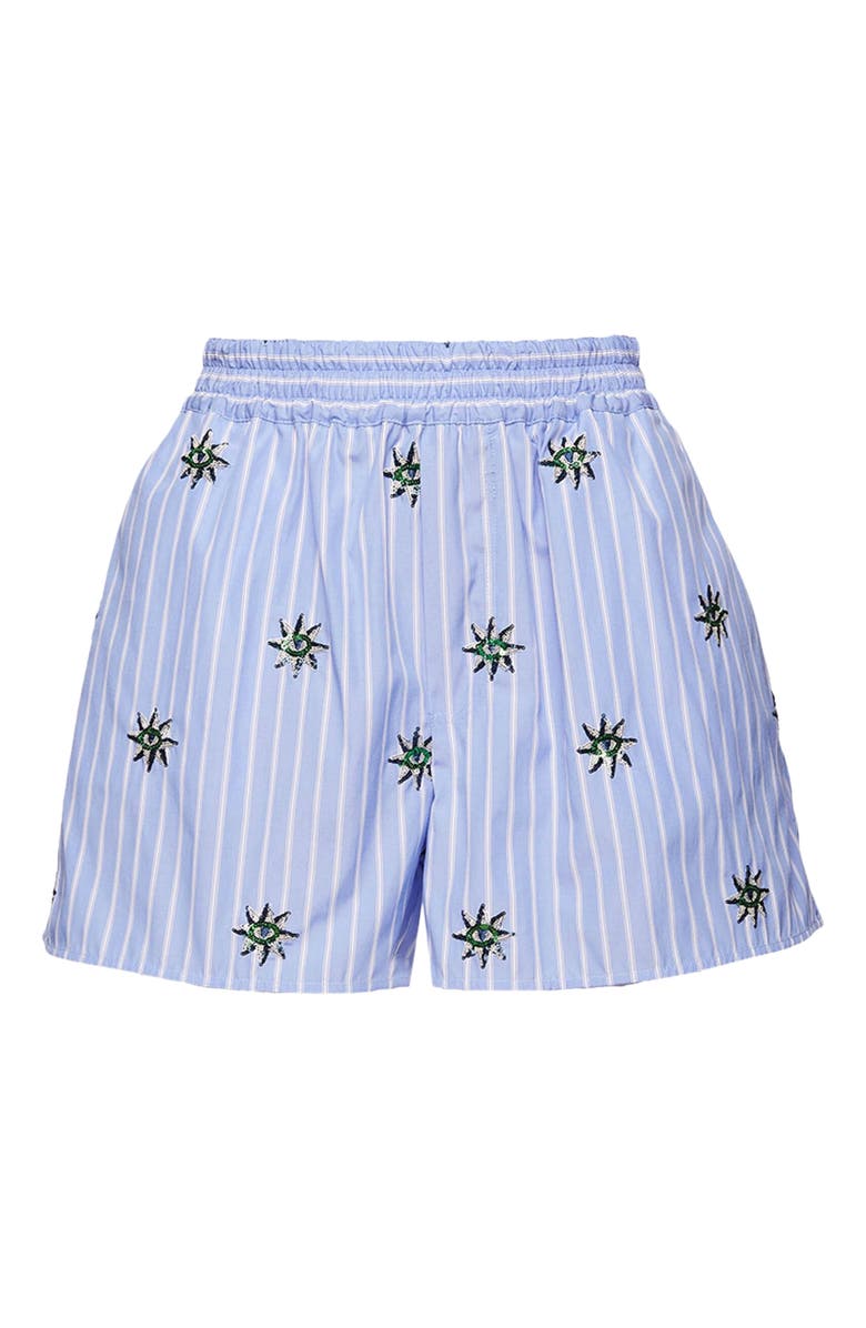 La DoubleJ Pull-Up Shorts Third Eye Embroidered Light Blue, Alternate, color, Third Eye Light Blue