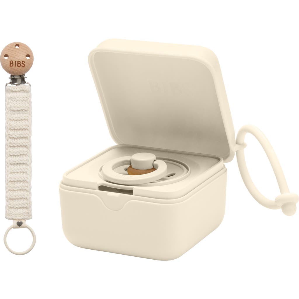 BIBS Pacifier Box & Pacifier Clip Set in Ivory at Nordstrom