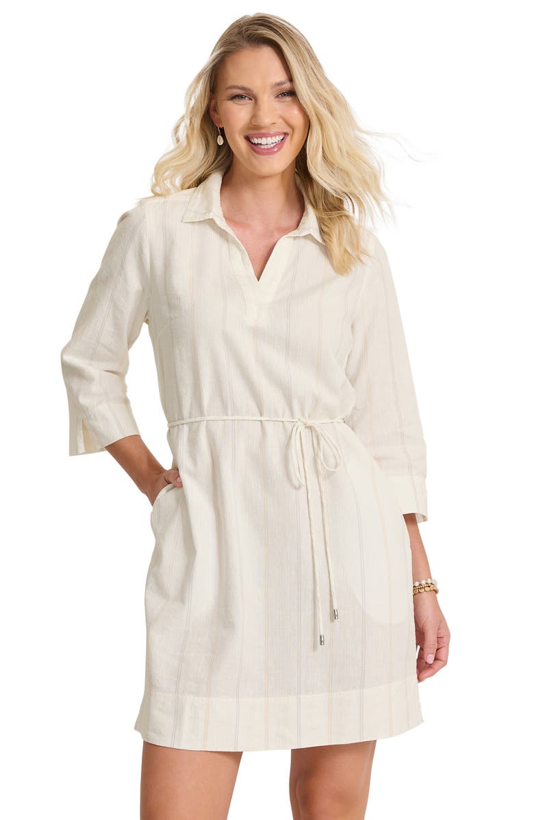Tommy Bahama Palm View Tie Waist Linen Dress, Alternate, color, 