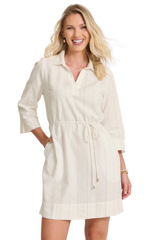 Tommy Bahama Palm View Tie Waist Linen Dress In Off White