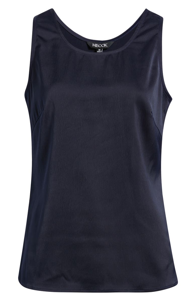 Misook Classic Crêpe de Chine Tank, Alternate, color, Lazuli Blue