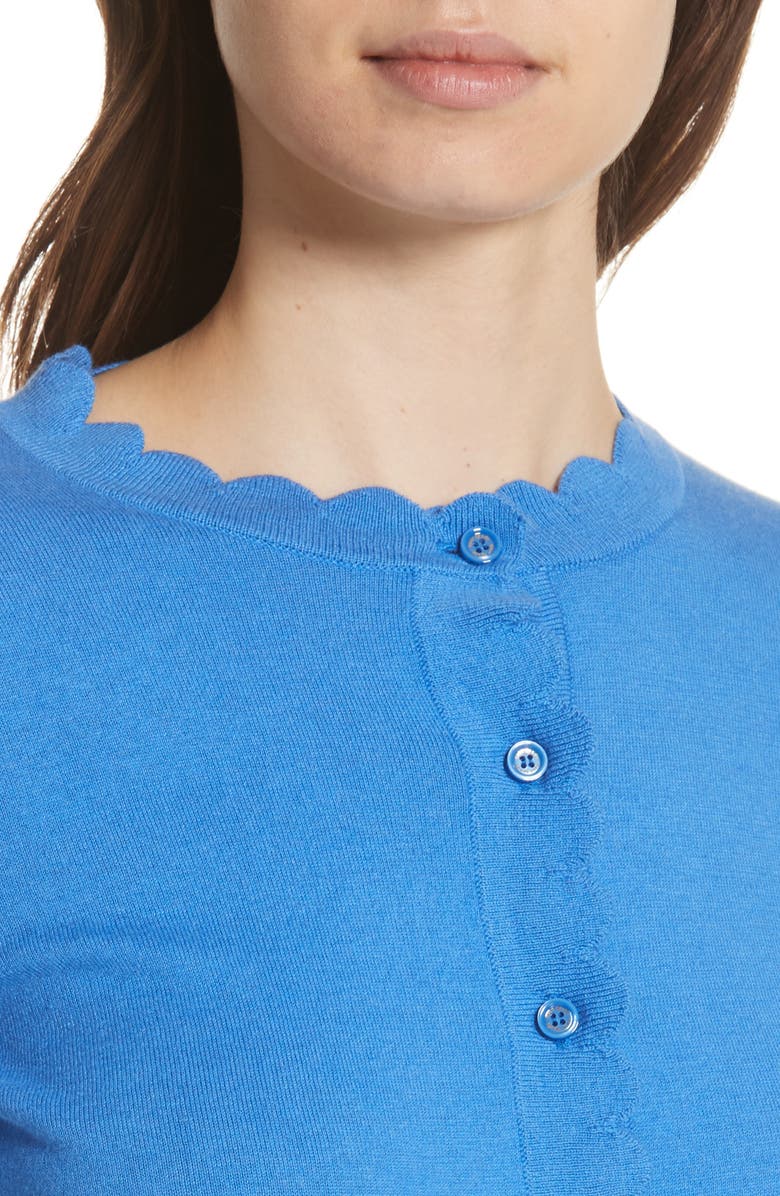 Kate Spade New York scallop silk blend cardigan, Alternate, color, 