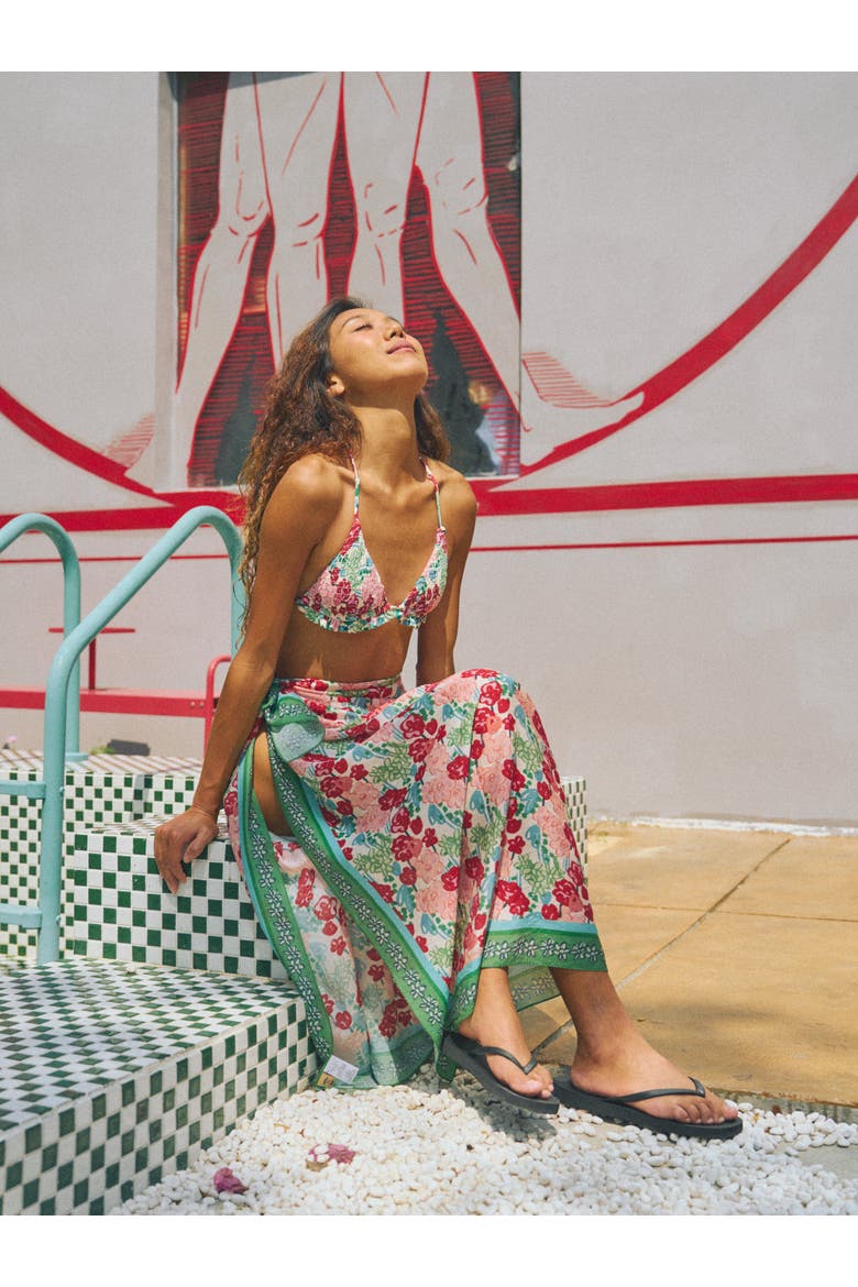 "Le Jardin" Beach Sarong Wrap, Alternate, color, Rouge Blossom