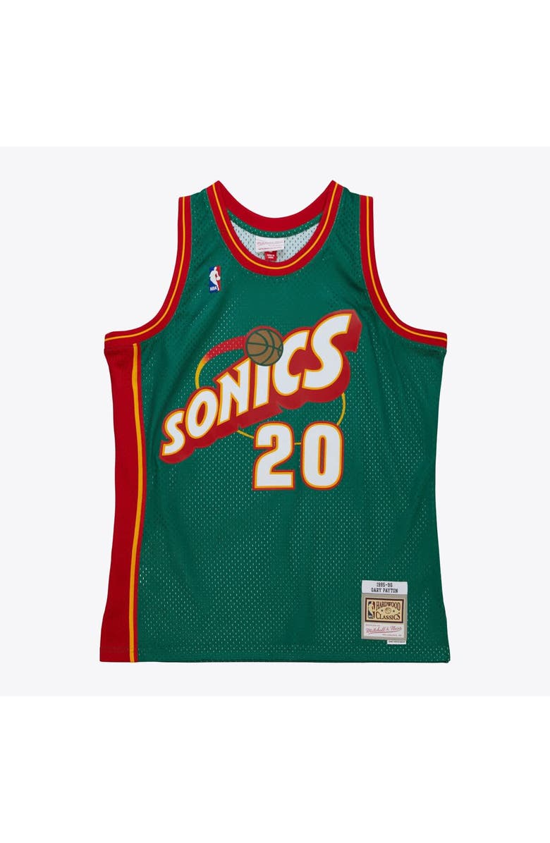 Mitchell & Ness Gary Payton Kelly Green Seattle SuperSonics 1995/96 Hardwood Classics Swingman Jersey, Main, color, Kelly Green
