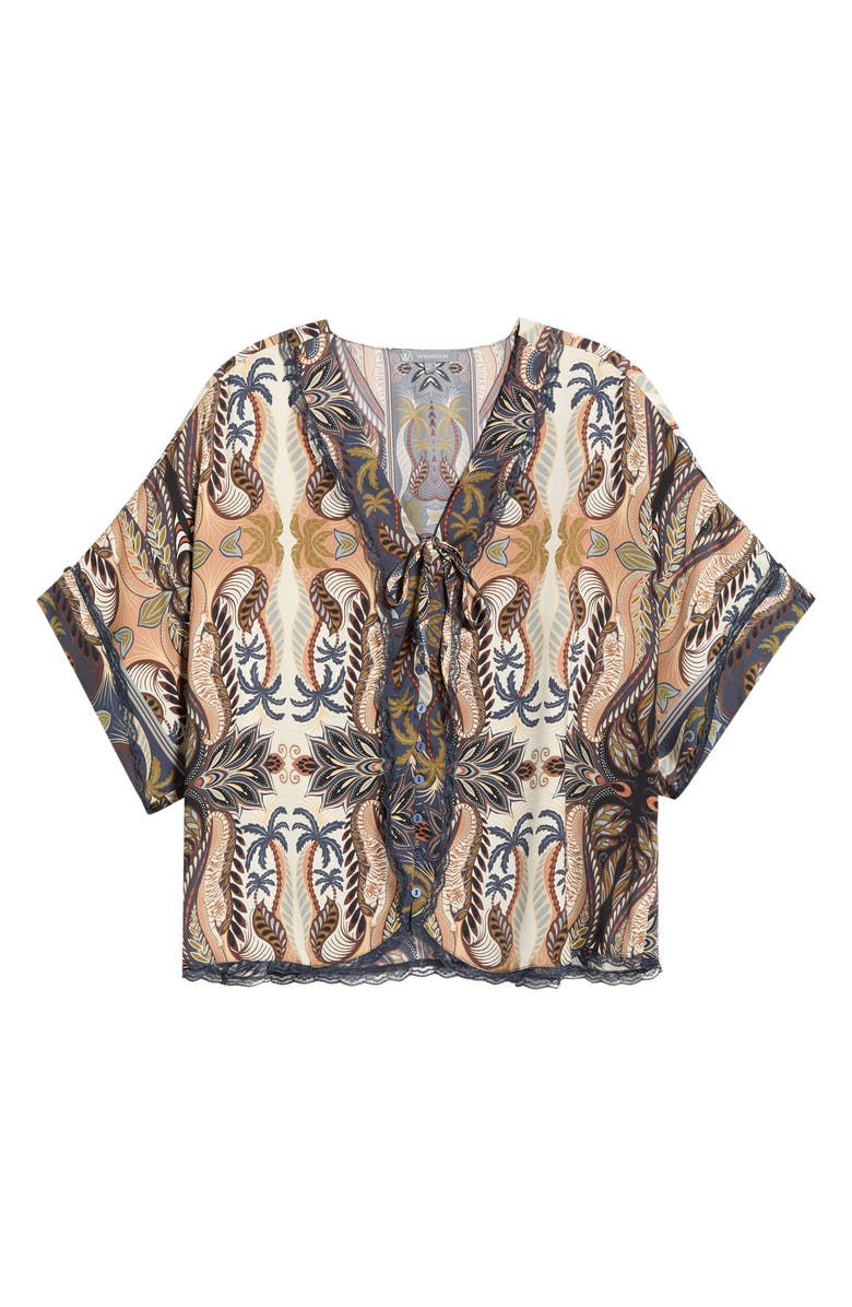 Wit & Wisdom Roll Cuff Dolman Sleeve Top, Alternate, color, Stormy Blue/ Ecru Multi
