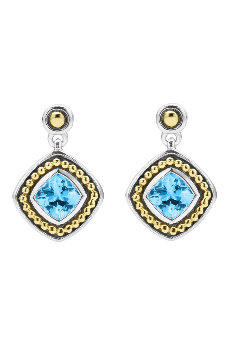 Caviar Color Blue Topaz Drop Earrings, Main, color, SWISS BLUE TOPAZ